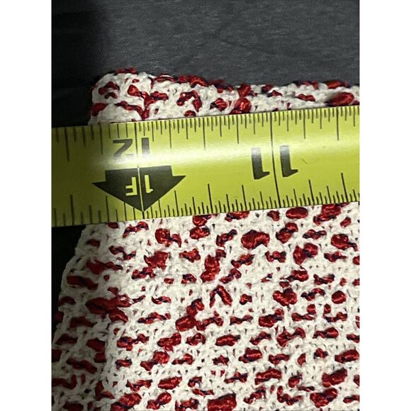 Vtg St John Knit Size 2 Skirt Suit Red & White Tweed Fringed Jacket Full Zip - Picture 16 of 16